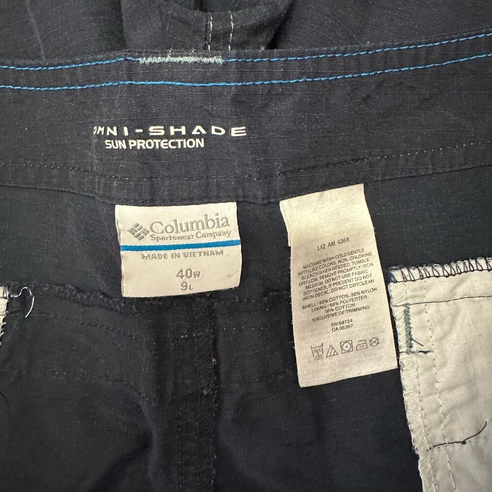 Columbia Mens size 40 9" Inseam Blue Cargo OmniShade Hiking Shorts am4368 - Picture 6 of 6